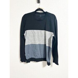 Icebreaker Merino Mens Colorblock Crew Neck‎ Sweater Long Sleeve Navy Gray Large